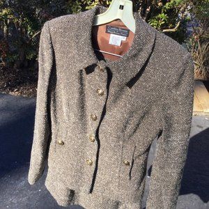 Cynthia Howie Tweed Brown-Cream Jacket-Skirt 2pc Suit